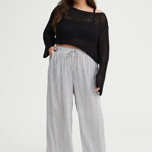 NWOT Torrid Blue & White Stripe High Rise Pull On Wide Leg Pants Drawstring 3 3X